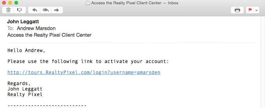 1-Use link to activate account screen